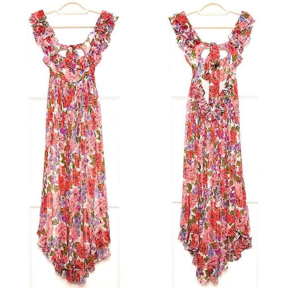 ZIMMERMANN Silk Floral Print Sleeveless Empire Waist Tie Back Lovestruck Dress M - Picture 13 of 16